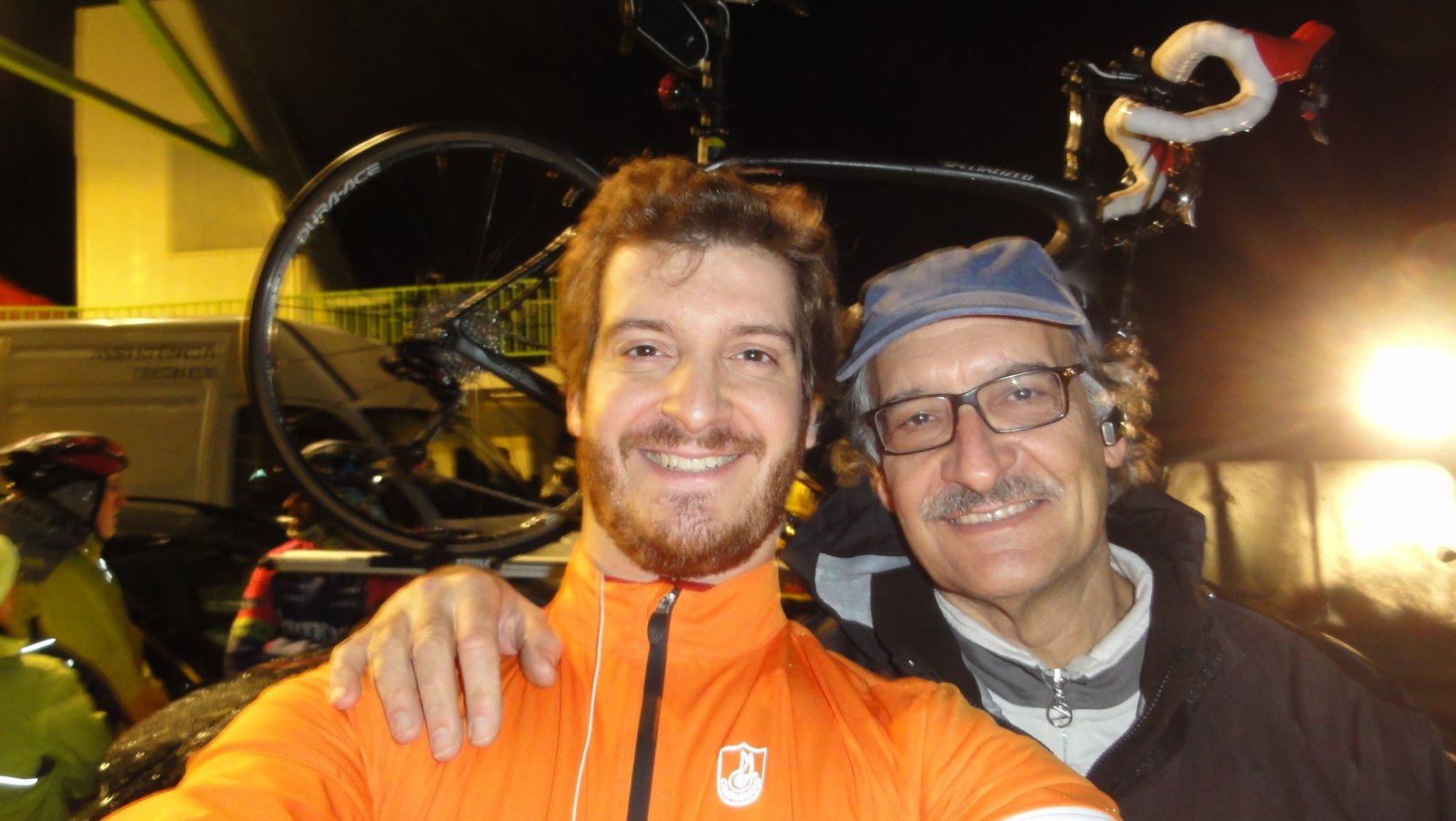 The two of us before dawn on the ferry, out for another Tróia-Sagres.