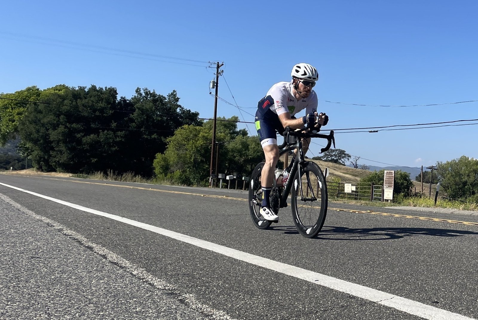 Making the most of the flat to put down some speed.